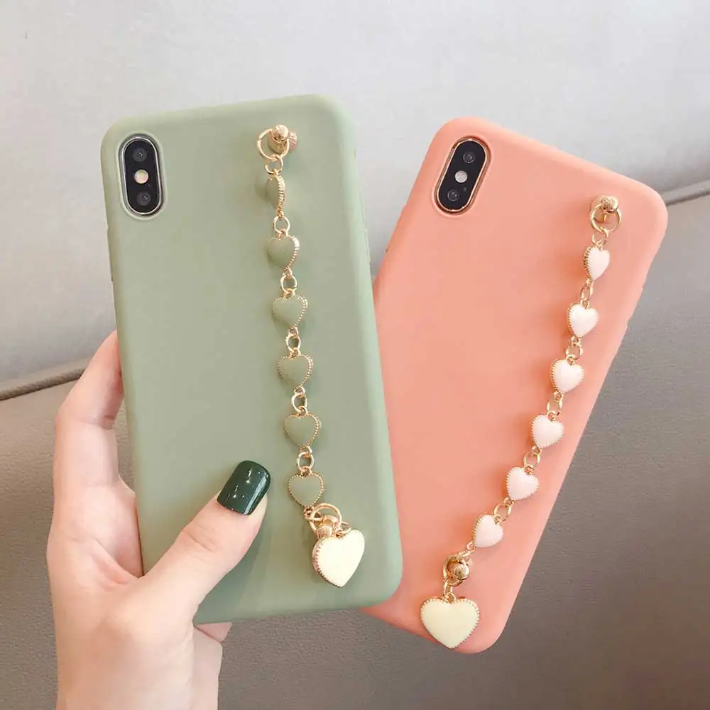 

Boucho Phone Case with Bracelet For iphone XS Max X XR 7 6S 6 8 Plus Candy Colors Ultra Slim Soft Cover for iphone 7 plus Case