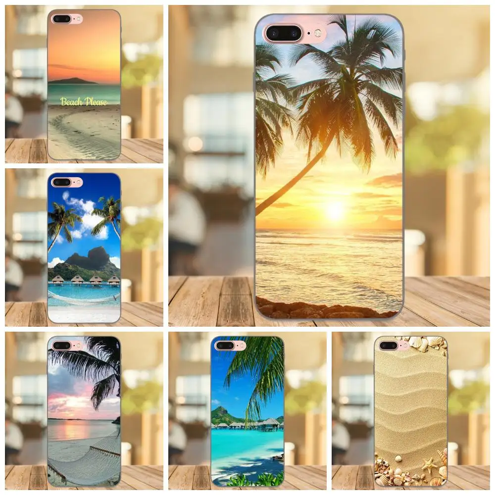 Мягкий чехол с рисунком летние пляжные песочные звезды дерево для Huawei Honor Enjoy Mate