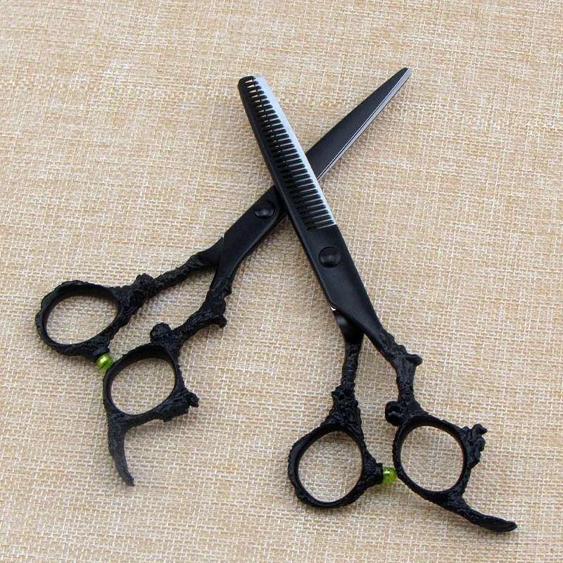 Индивидуальные профессиональные 6,0 дюймовые ножницы для волос с черным драконом, филировочные ножницы для парикмахерской, набор парикмахерских ножниц