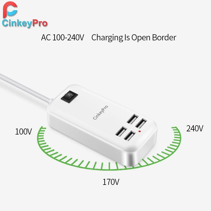 Cinkeypro ЕС Plug 4 порта несколько зарядное устройство USB 15 Вт 3A Smart адаптер мобильного телефона Tablet Зарядное устройство для IPhone IPad