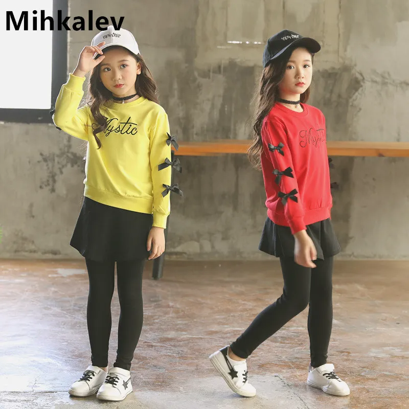 Mihkalev детей Костюмы 12 лет 2018 весна-осень дети спортивный костюм футболка + Штаны