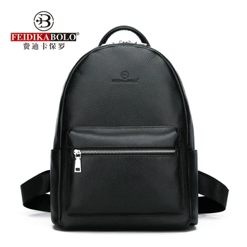 Genuine Leather Men's Backpack Fashion Cow Leather Backpacks College School Men Bag Fashion Black Large-Capacity Travel Backpack 2018 genuine cow leather men