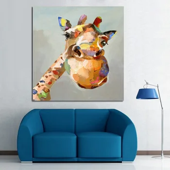 

Hand Painted Cartoon Wall Pictures Art Lovely Donky For Home Decoration Abstract Art Animal Oil Painting on Canvas