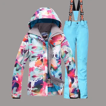 

2019 Gsou Snow Women Ski Jacket+Pant Outdoor Sport Wear Skiing Snowboard Super Warm Suit Cycling Windproof Waterproof Suit Set