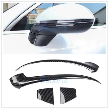 

For Porsche Cayenne 2018 2019 Carbon Fiber Color Door Mirror Trim Rear View Overlay Panel Chrome Car Styling Accessories