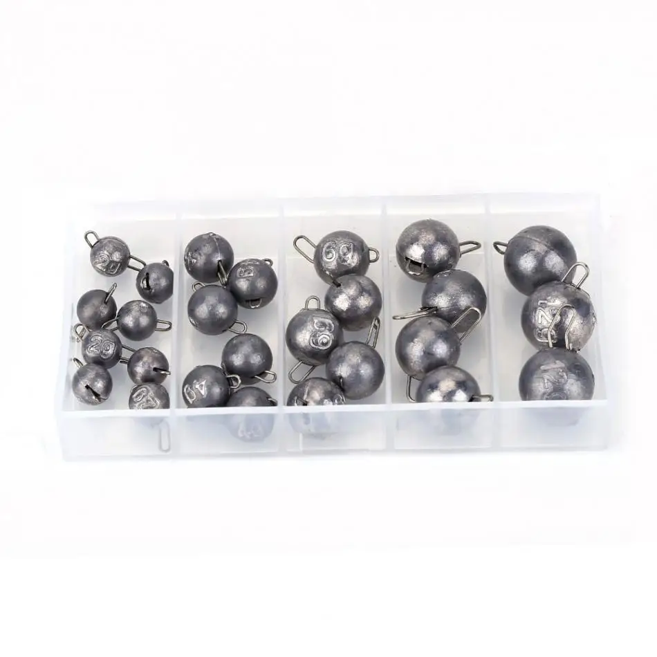 

26pcs/set Salterwater Sea Fishing Lead Mould Split Shot Head Jigs Fishing Lead Sinker Weights Tackle Kit Accessories 5 Sizes