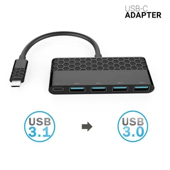 

USB C 3.1 to 4 USB3.0 ports hub Converter adapter+USB C 3.1 Fast Charging Ports for new MacBook /ChromeBook Pixel USB C devices