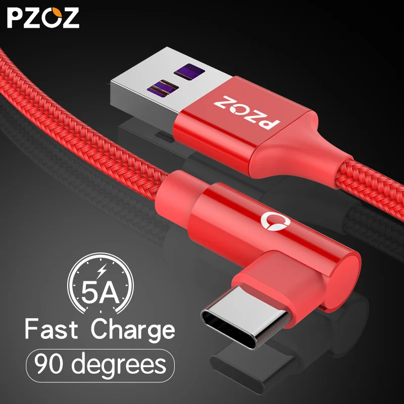 USB кабель PZOZ 5 А Type C 90 градусов 1 м|Кабели для мобильных телефонов| |