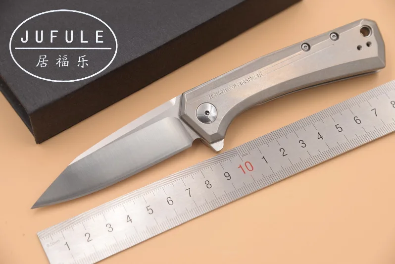 

JUFULE Newest 0808 titanium handle D2 blade Ball Bearing Flipper camping hunting Pocket Survival EDC Tool Folding kitchen knife