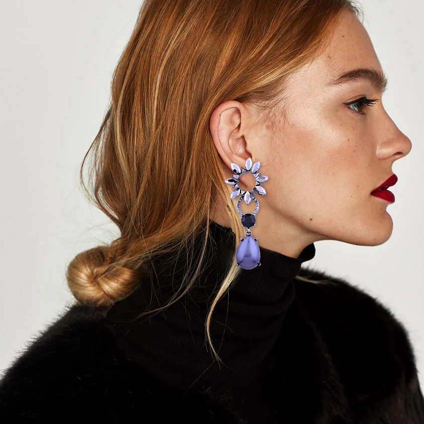 Trend fashion crystal earring Flower Dangle Earrings vintage design