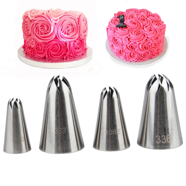 4pcs Spiral Rose Nozzles Cake Decorating set Pastry Tips Cream icing