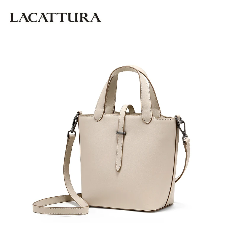 

LACATTURA Women Shoulder Bag Chic Small Bucket Bag Designer PU Leather Handbag Lady Totes Fashion Crossbody for Women