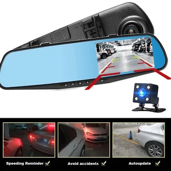 4,3 дюймов Автомобильный dvr двойной объектив Автомобильная камера Full HD 1080 P видео рекордер зеркало заднего вида с заднего вида DVR Dash cam Авто Рег...