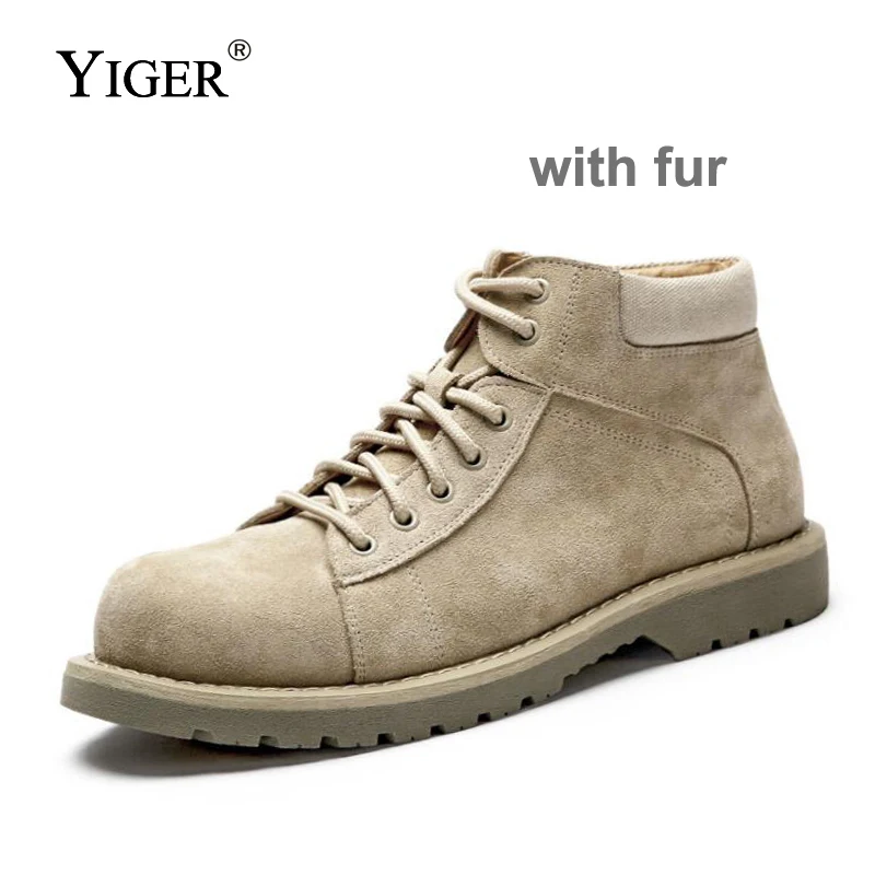 YIGER New Men Military boots Men's Desert Bots Men Martens boots army boots Male combat boots lace-up man winter martins 0124