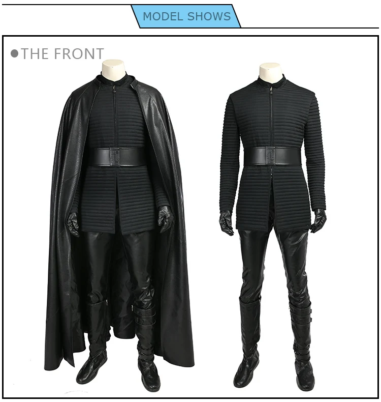 Звездные войны последний джедай Кайло Рен костюм мужчины Хэллоуин косплей костюм для мужчин полный набор индивидуальный заказ плащ брюки жилет