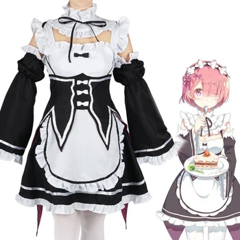 

Anime Cosplay Re:Zero kara Hajimeru Isekai Seikatsu Rem Ram Cosplay Costumes Housemaid dress European size Free Shipping