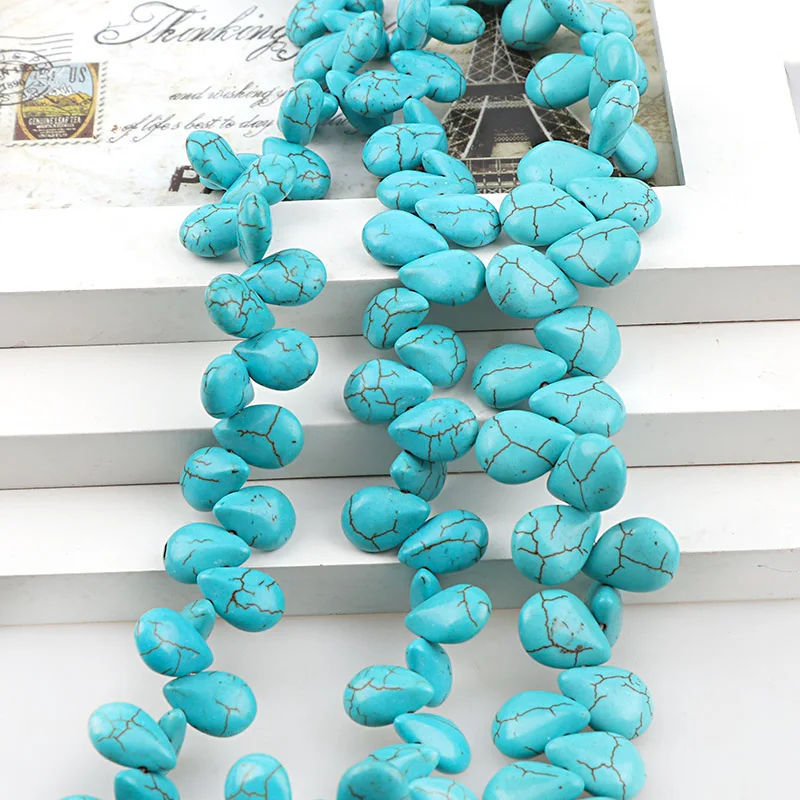 

Manmade Stone Sky Blue Turquoises Howlite Teardrop Loose Spacer Seed Stones Beads DIY Bracelets Necklace Jewelry Findings