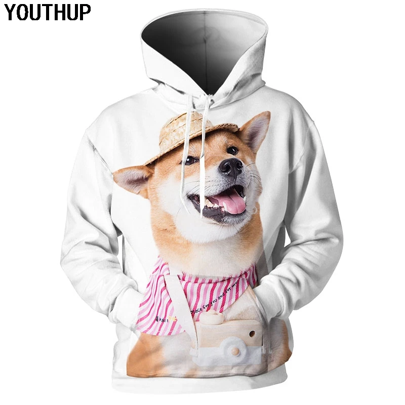 Women Men Neko Atsume Shiba Inu Husky Hoodie Coat Plush