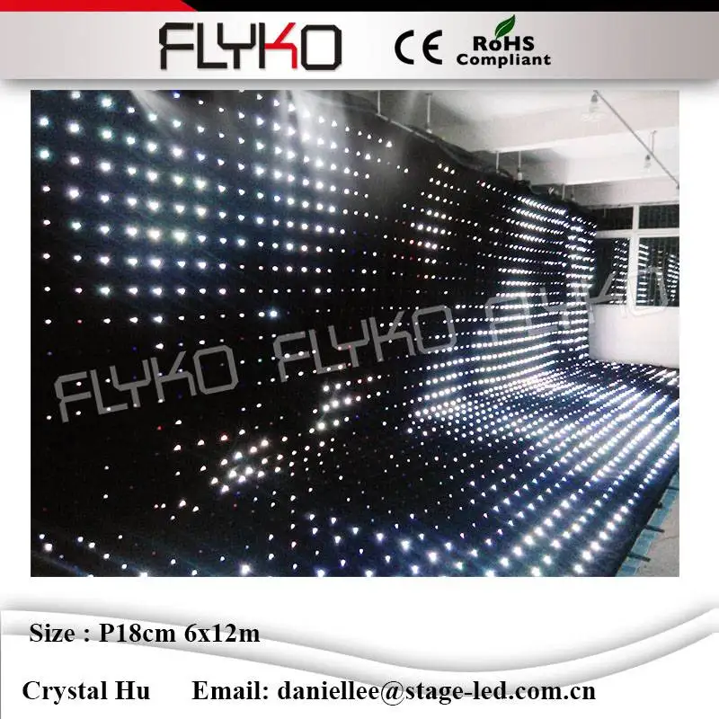 

Full color soft stage decoration led video curtain Led Stage Curtain Cloth p18cm 6x12m