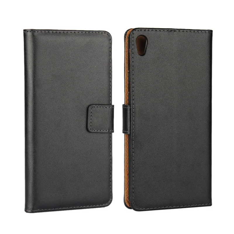 

TPFIX Luxury Wallet Cover Genuine Case For SONY Xperia E5 E4 E3 100 Grain Plain Genuine Leather Wallet Case