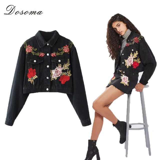 Women Vintage Oversized Denim Jacket Female Stand Collar