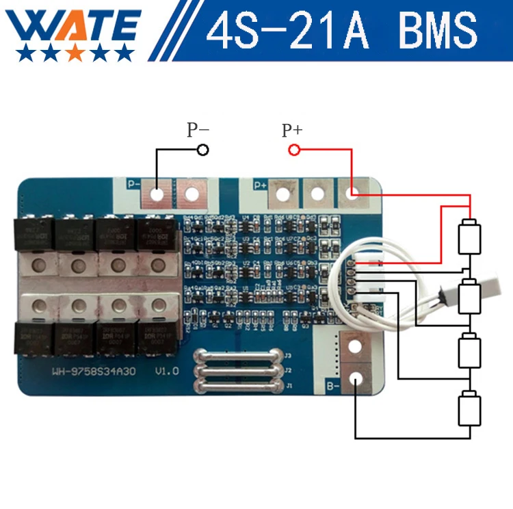 

Free shipping 14.8V 4S 18650 lithium battery protection board large current 21A working with temperature switch function