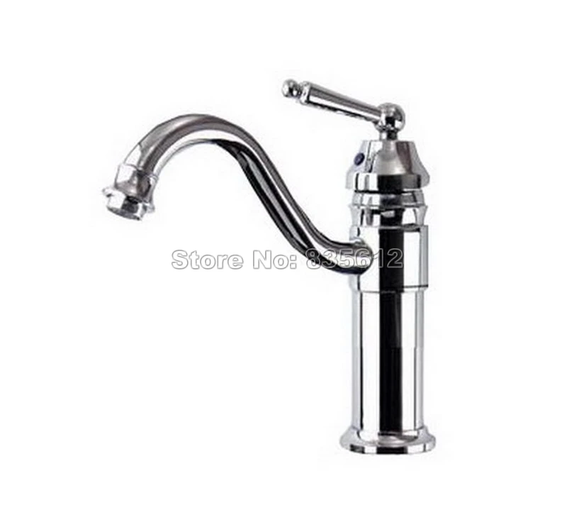 

Polished Chrome Swivel Spout Kitchen Sink Faucet Single Handle Bathroom Basin Mixer Taps Deck Mounted Single Hole Wnf206