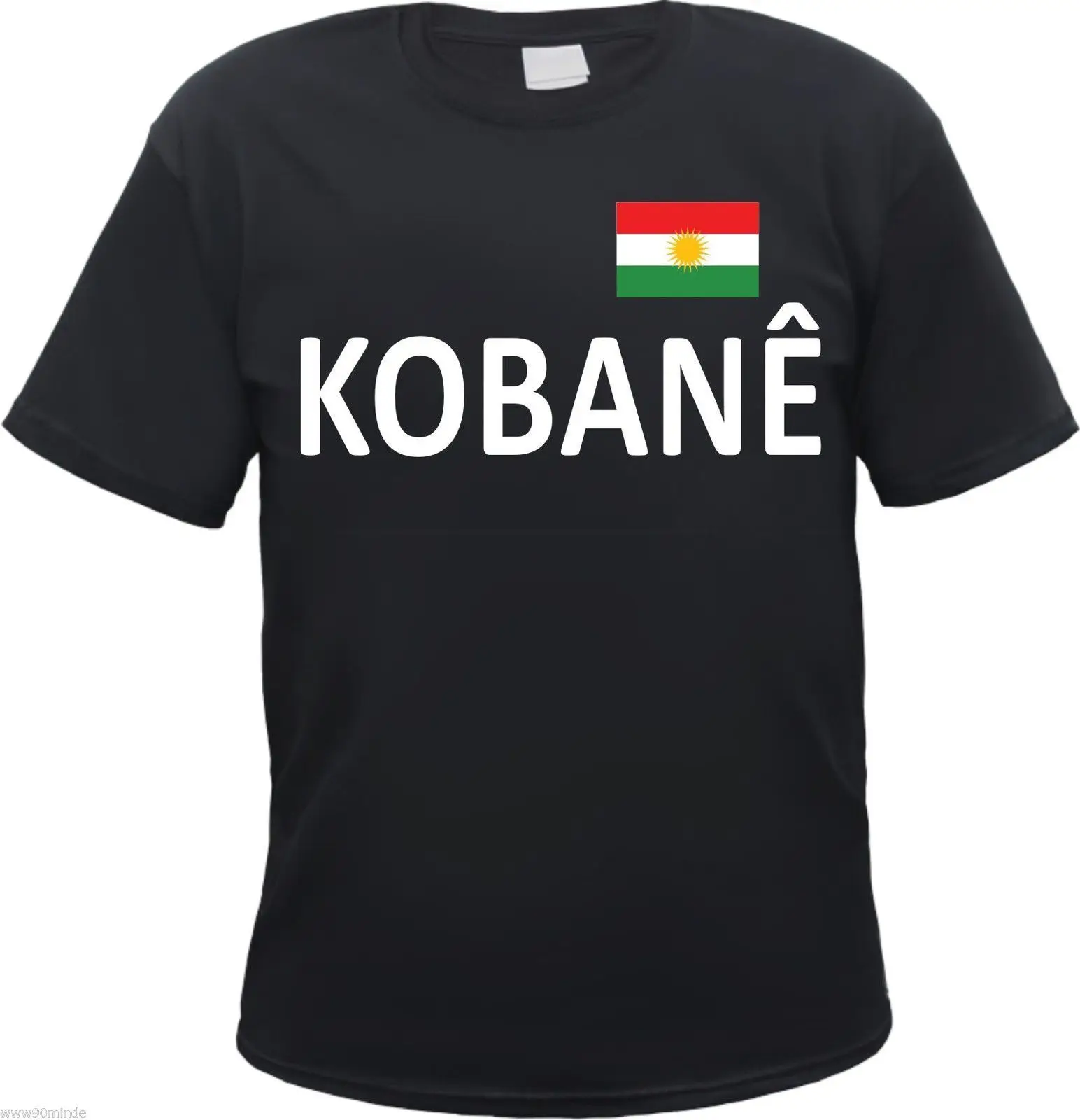 

Kobane Футболка с принтом: текст/Флаг Курдистана-от S до 3XL-черный-Kobani