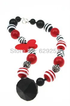 

10Pcs Lot Orange&Black Butterfly chunky bubblegum kids lovely mixed candy color pendant necklace CB058
