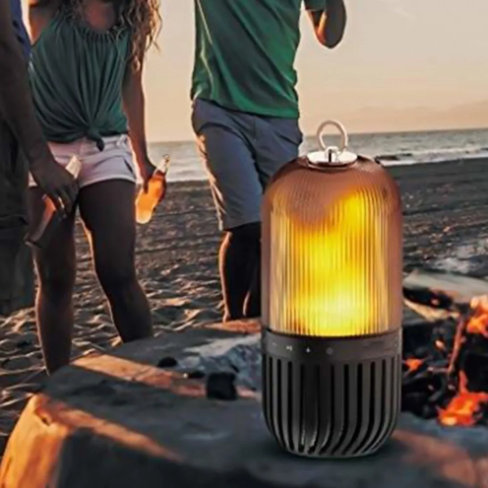 Lâmpada de Chama Luz da Noite ao ar Portátil Alto-falantes Bluetooth Festa Estéreo Cintilação Livre Acampamento Alto-falante Led Luz 15 Luzes noturnas