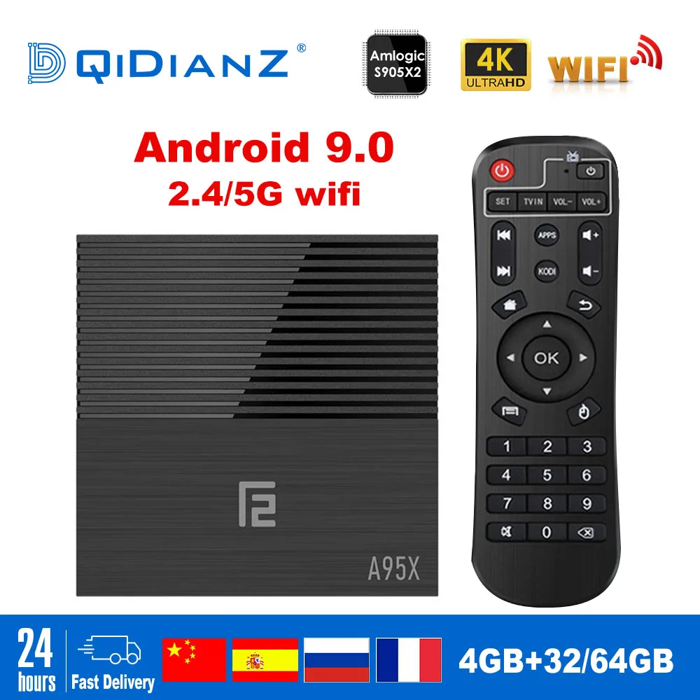 

A95XF2 Smart TV BOX Android 9.0 Quad core ARM Cortex-A53 USB3.0 4G+32G2.4G WIFI BT 4K Neftflix Google Set Top Box