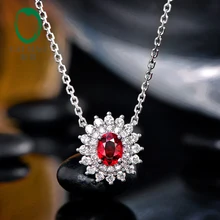 Caimao натуральный красный рубин кулон цепи 14 К белого золота с 0.33ct H SI алмазы Цепочки и ожерелья