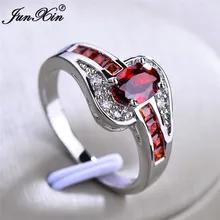Милые хрустальные женские большие красные каменные кольца Мода 925 серебряные обручальные кольца Винтаж Белый Синий Зеленый Фиолетовый кольца для женщин
