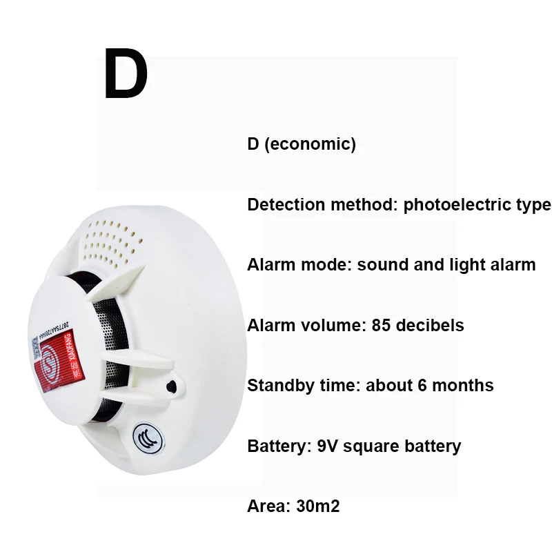 Детектор дыма пожарной сигнализации чувствительной стабильный независимых сигнализации Дым детектор внутренней безопасности беспроводной датчик тревоги пожарной техники - Цвет: D
