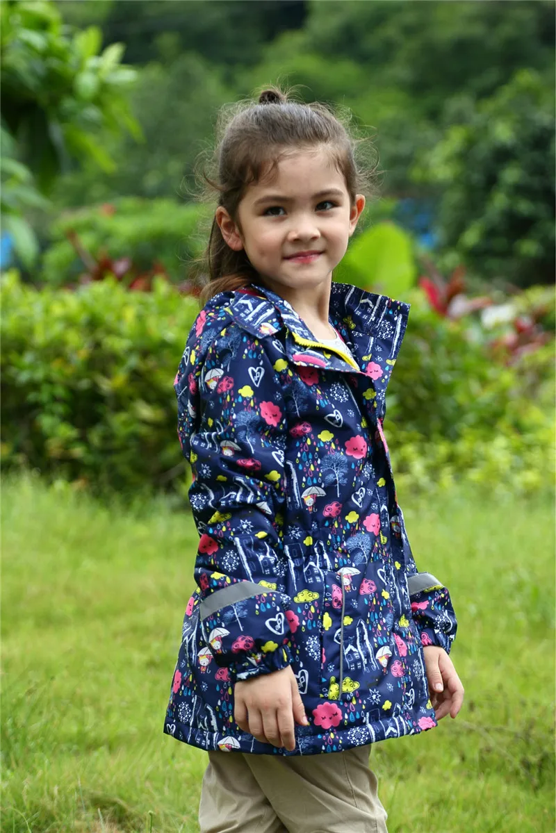 Kids Girl Rain Drops Cartoon Windproof Jacket 03