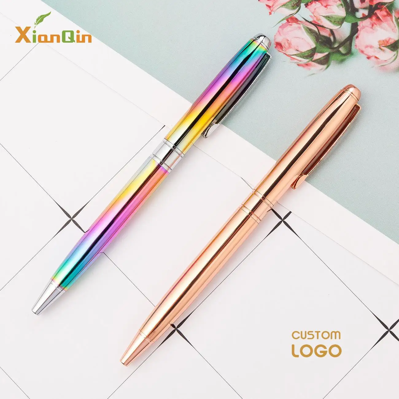 Customized Logo Metal Ball Pen 1.0mm Personalised Advertising Promotional Ballpoint Pens for Souvenirs Company Bussiness Gift