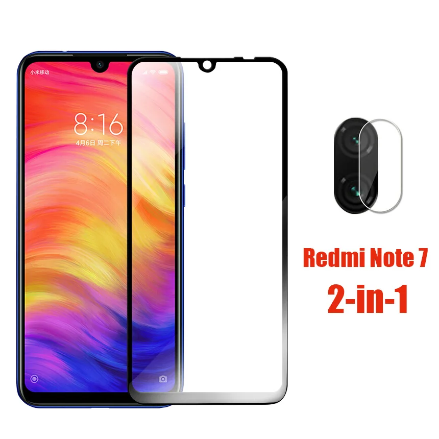 2 в 1 Защитное стекло для Xiaomi Redmi Note 7 защитная пленка экрана Защитная объектива