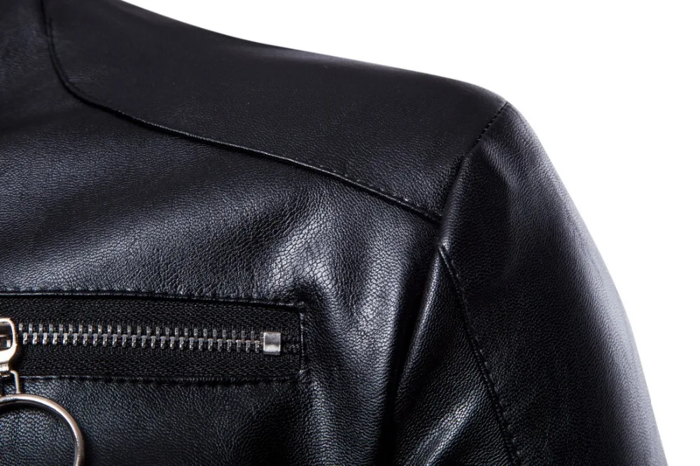 Кожаная куртка для мужчин повседневное Slim Fit Стенд воротник промывают PU искусственная кожа пальто демисезонный s мотоциклист