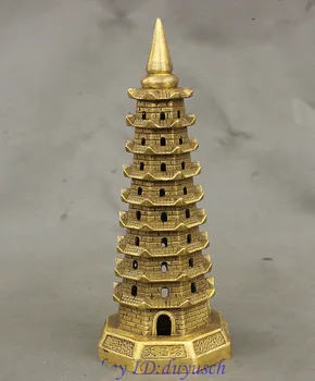 

Christmas China Tibetan Buddhism Temple Brass WenChang Tower Stupa pagoda Statue Sculpture Halloween