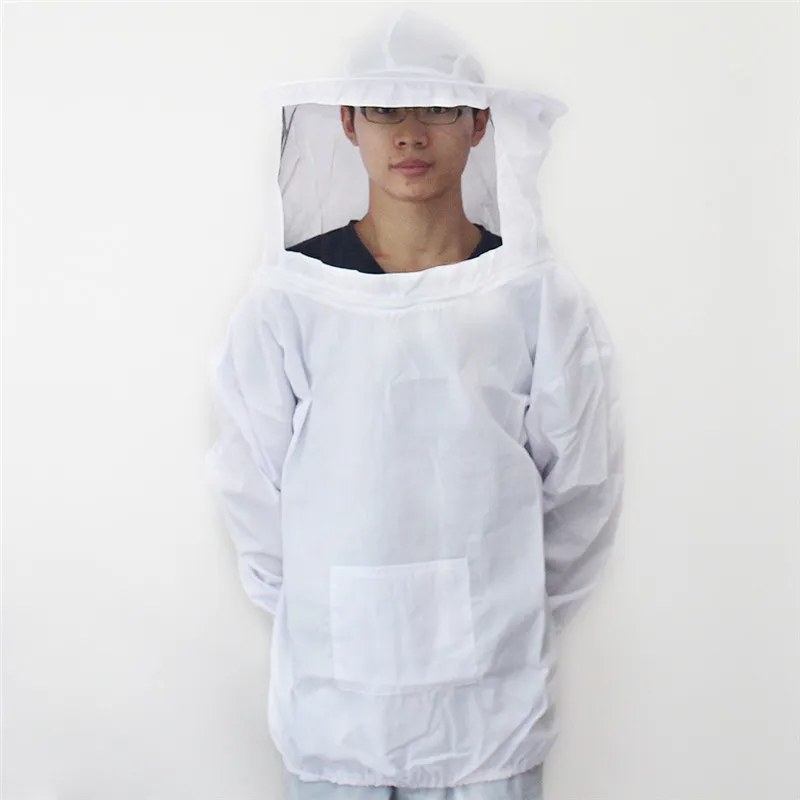

Cotton White Protective Beekeeping Jacket Veil Dress With Hat Equip Suit Smock New Arrrival Durable Coat Beekeeper Suit With Hat