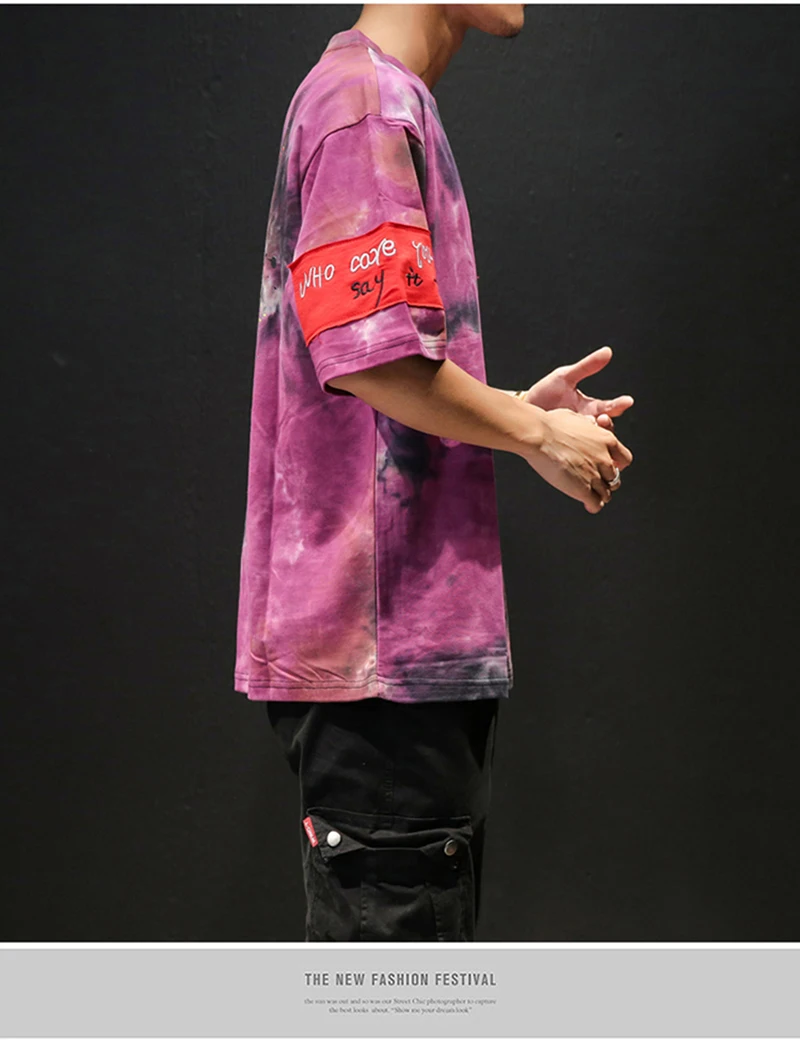 Психоделические футболки для мужчин лето Swag граффити красочные растекшаяся краска чернилами Рок Рэп Прохладный s High Street скейтборд