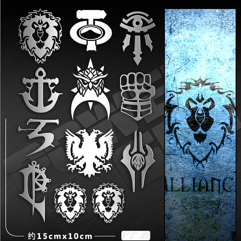 Hot Game WOW Alliance Horde Anime Stickers Metal Decal Sticker For Laptop Phone Car Book Desk DIY Stiker Toy