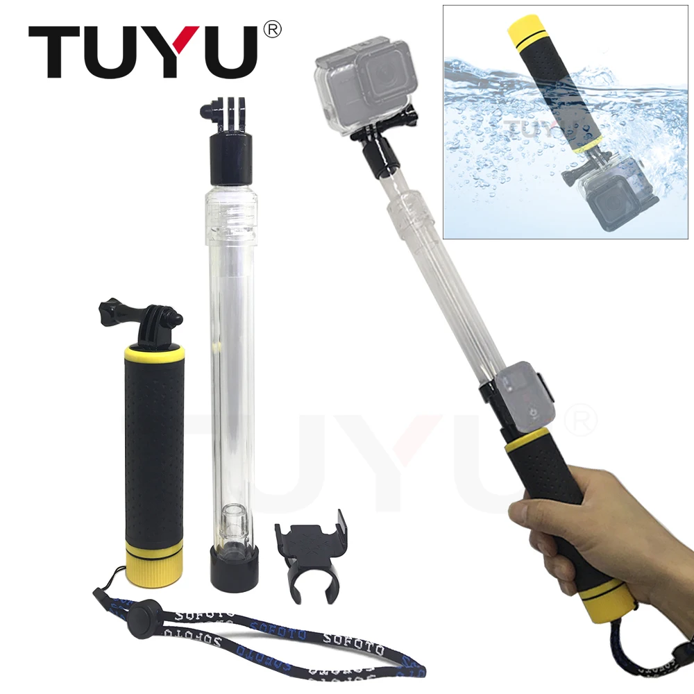 

TUYU Selfie Stick Telescopic Monopod Install Remote Control Transparent Waterproof for GoPro HERO 5 SJCAM sj4000 Xiaomi EKEN H9R