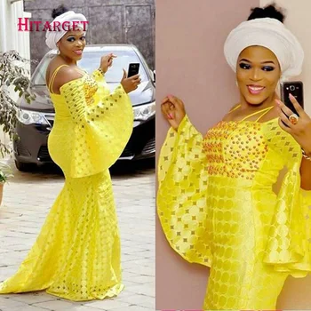 Hitarget 2017 New African Lace Mermaid Dresses for Women Dashiki Traditional Ankara Lace Long Wedding Sexy Dress 2 pieces WY2332 original 2 pieces set dress 2017 new autumn slim fashion temperament black lace dresses women