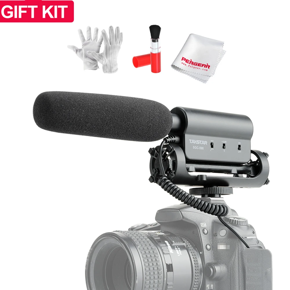 

Takstar SGC-598 Photography Interview Lecture Conference MIC Microphone for Nikon Canon DSLR Camera + 3 in 1 Gift Kit