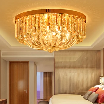 

LED Modern Crystal Ceiling Lamps Gold Crystal Ceiling Lights Fixture European Bedroom Home Indoor Lighting Dia50cm Free Shipping