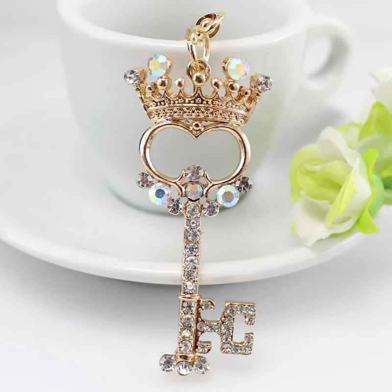 

MISANANRYNE Rhinestone Crystal Pendant Charm Crown Keychain Ring Keyring Valentines Gift Women Key Chains Jewelry Hot Sale
