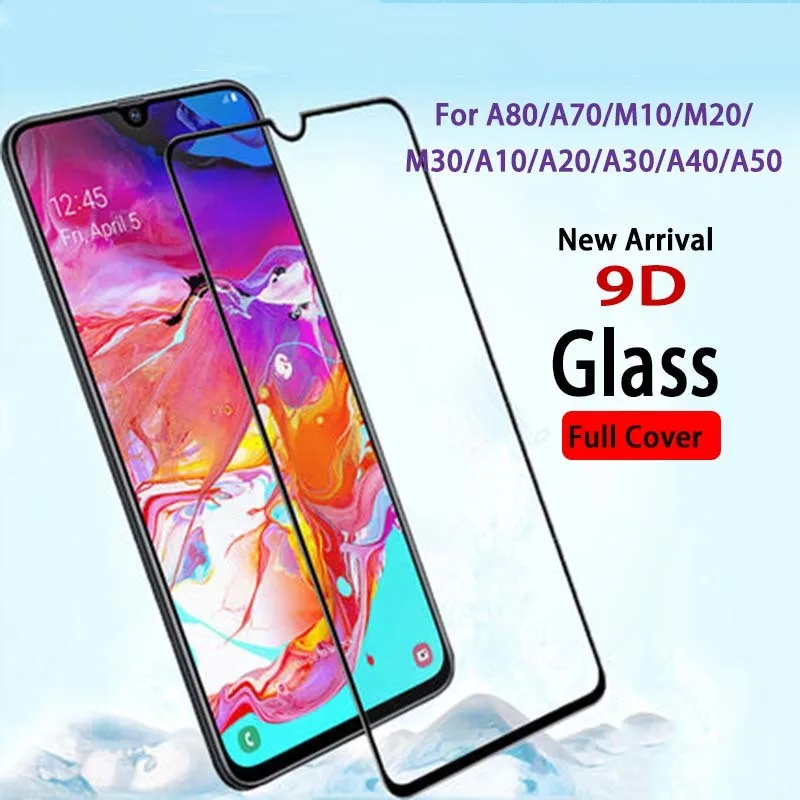 

9D Tempered Glass On The For Samsung Galaxy A70 A40 A30 A50 A10 Screen Protector For Galax M10 M20 M30 Protective Full Glue Film