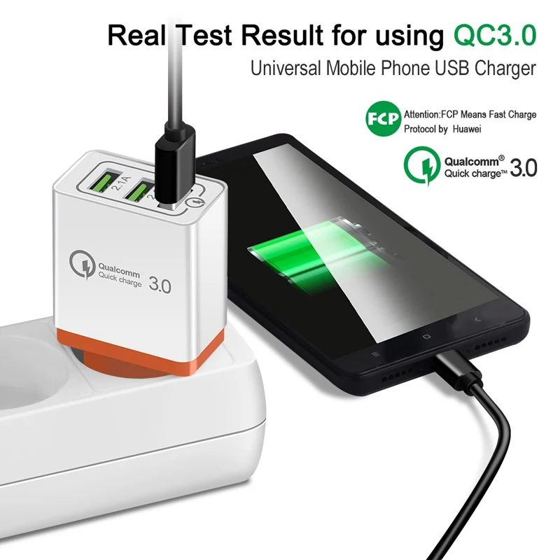 EU Plug 3USB выходное зарядное устройство для iPhone/vivo X21/Samsung S10 S9/Huawei P20 P30 nova Mate20/OPPO R17