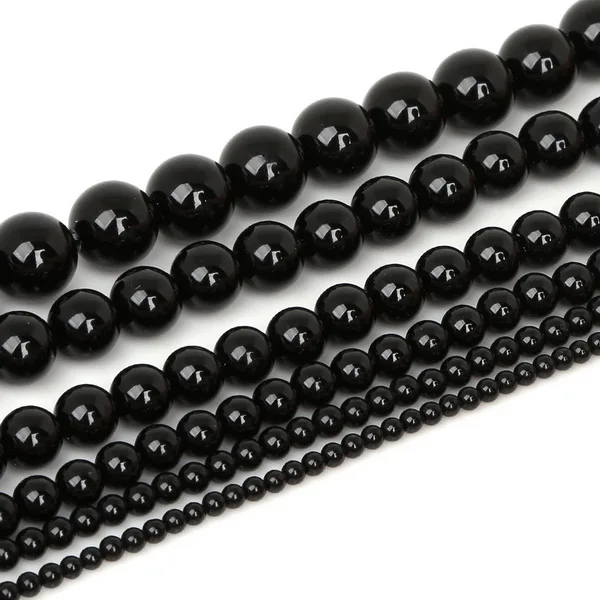 Black Agates Onyx 4/6/8/10 мм Натуральный Камень Бисер пурпурные аметисты бирюзой тигровый глаз Круглые бусины для самостоятельного изготовления ювелирных изделий браслет Цепочки и ожерелья - Цвет: Black Agates Onyx